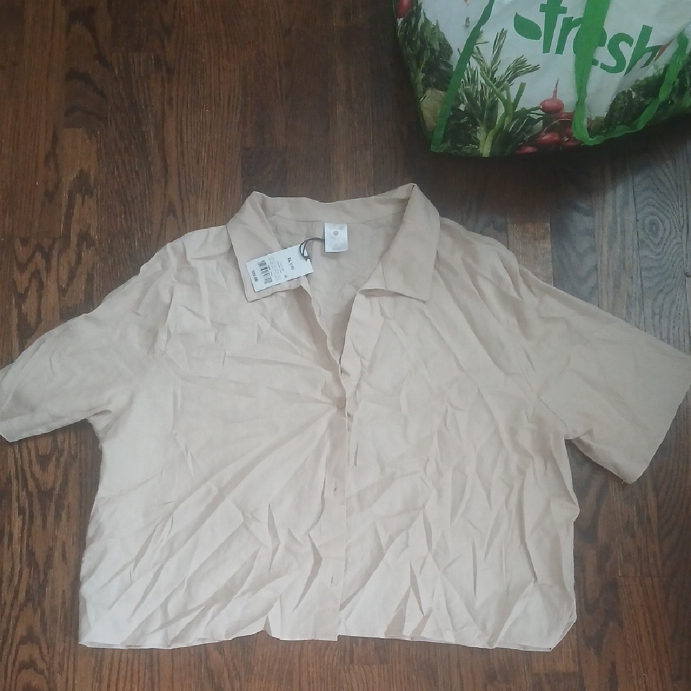 Shade & Shore Light Tan Button-Down Shirt